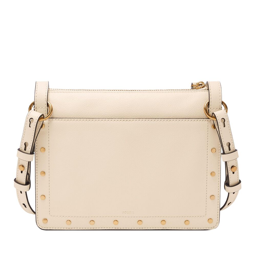 7559 Taryn Leather Crossbody Purse Handbag, Vanilla W/Studs Model: - Picture 4 of 4
